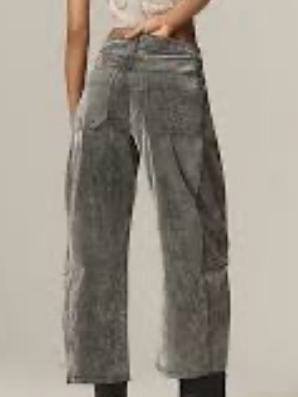 Pilcro Kenna midrise heritage barrel wideleg Gray Velvet edition Sz23 Pants NWOT